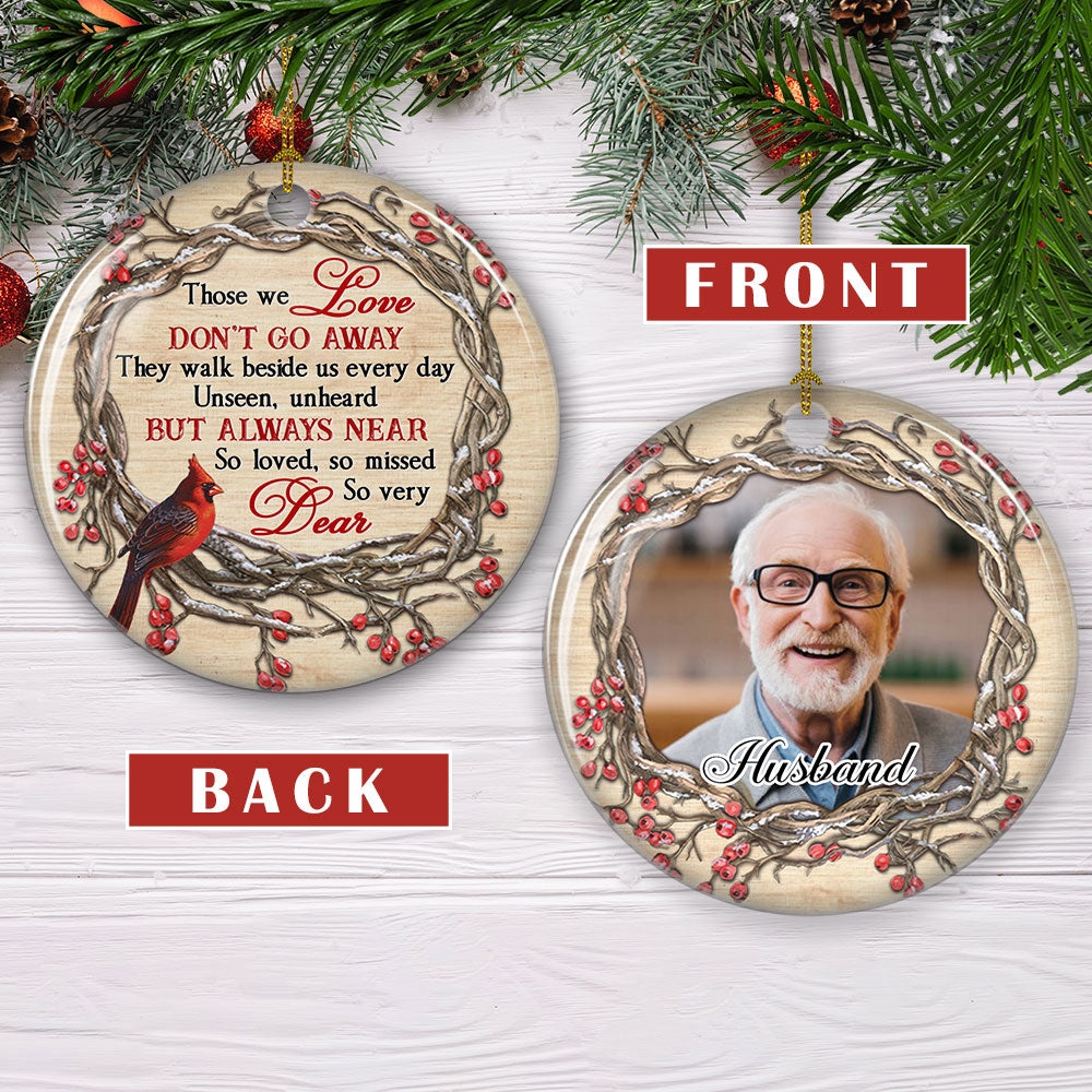 So Loved, So Missed - Personalized Custom Photo Circle Ceramic Ornament