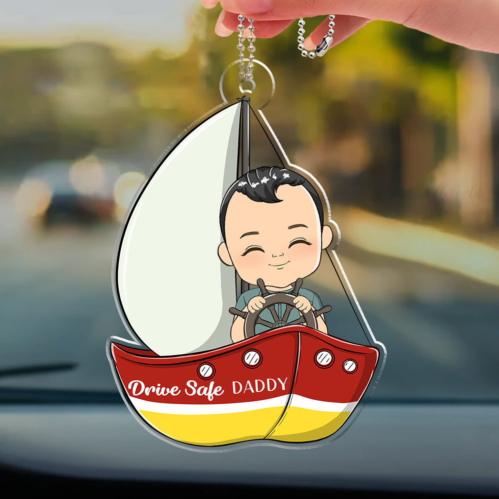 Drive Boat Safe Daddy - Personalized Acrylic Car Ornament