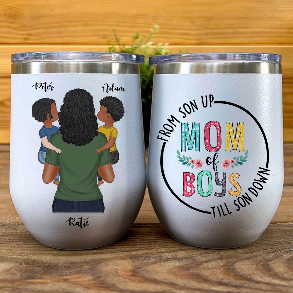 Mom Of Boys - Personalized Custom Wine Tumbler