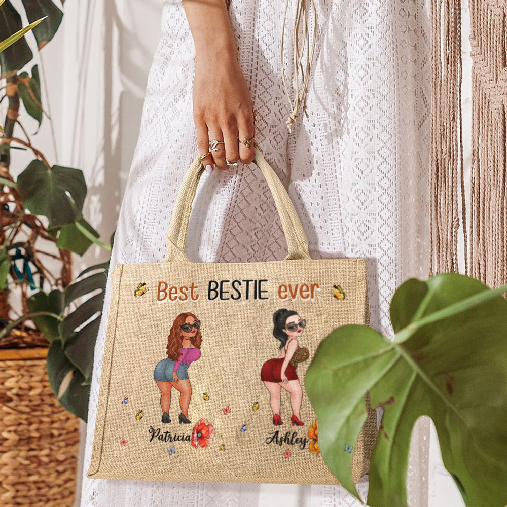 Best Bestie Ever - Personalized Custom Jute Tote Bag