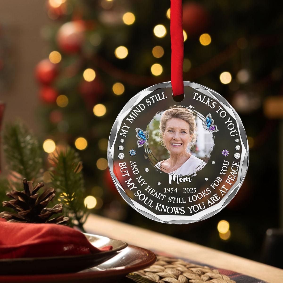 My Mind Still Talks To You - Personalized Custom Glass Ornament