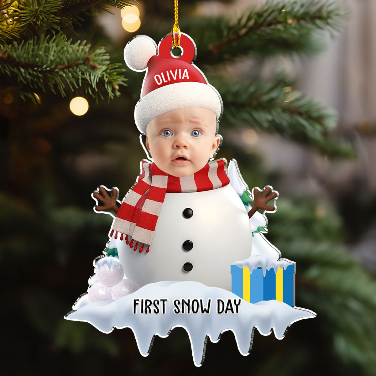 Baby First Snow Day - Personalized Custom Acrylic Ornament