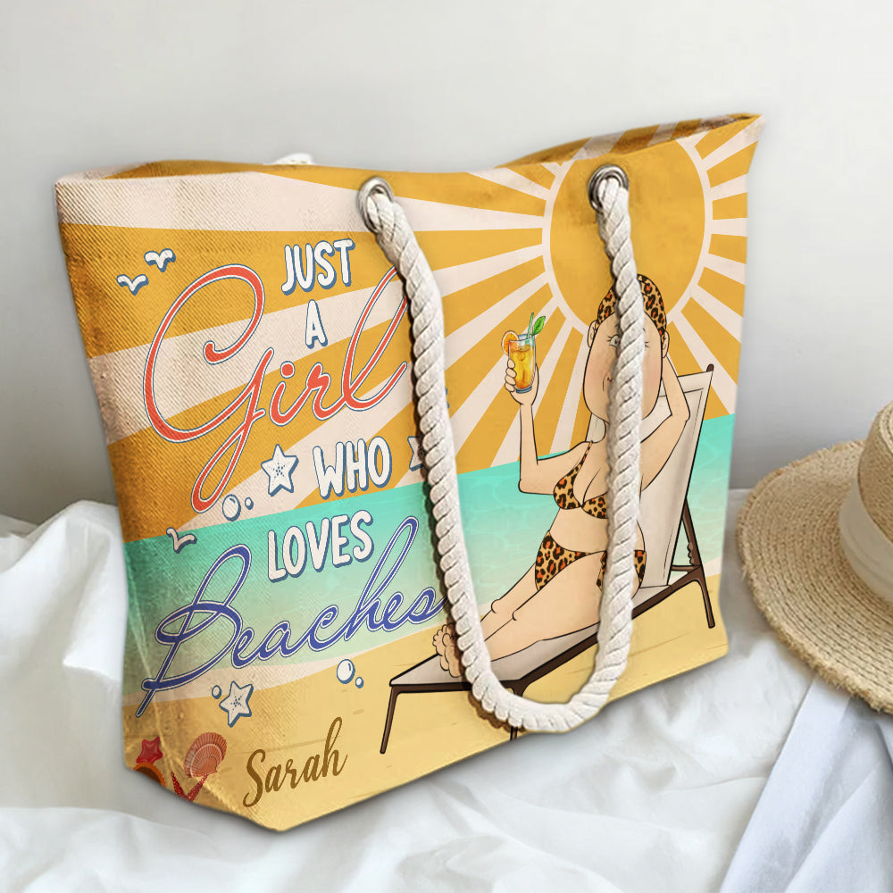 Just A Girl Who Loves Beaches - Personalized Beach Bag