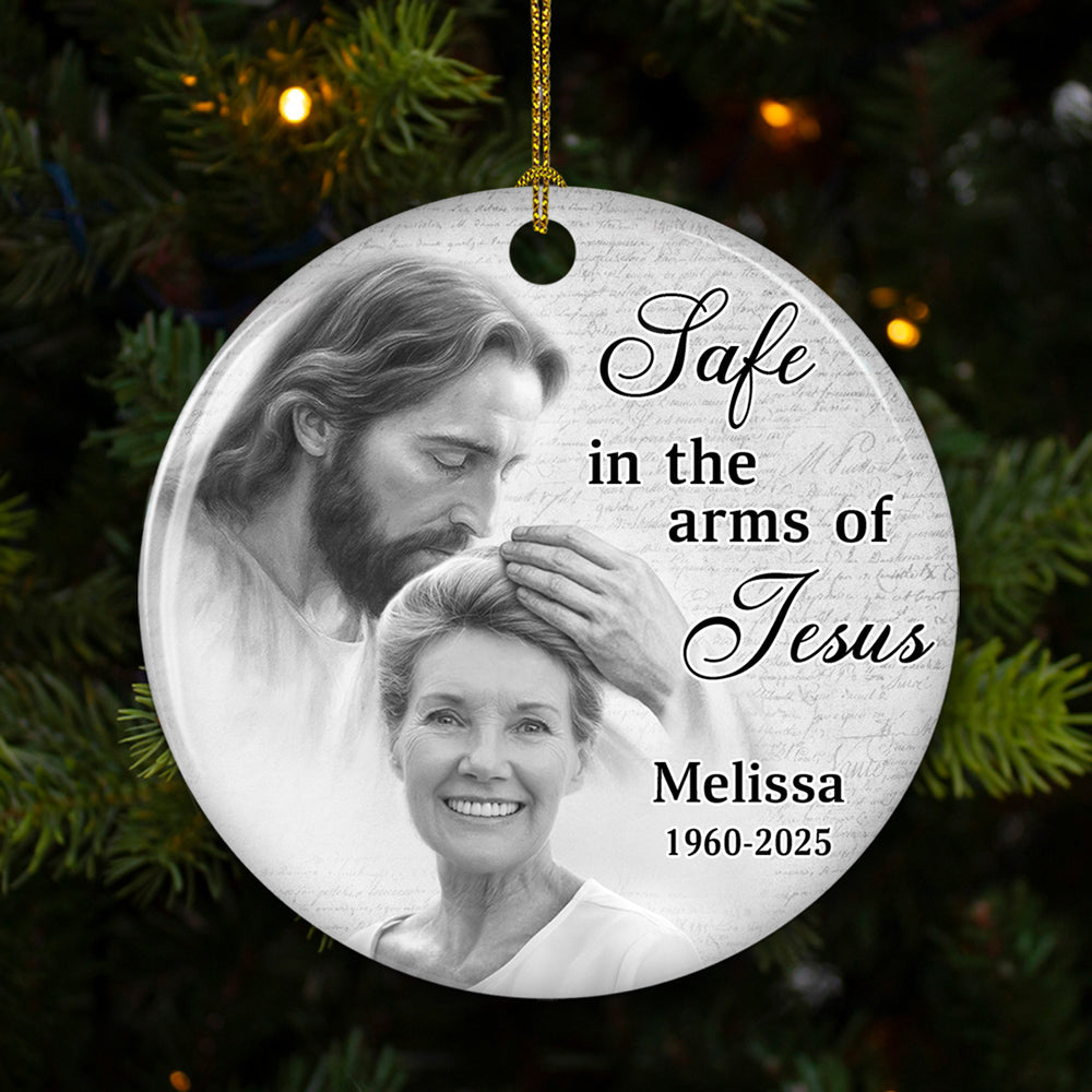 Safe In His Arms - Personalized Custom Ceramic Ornament