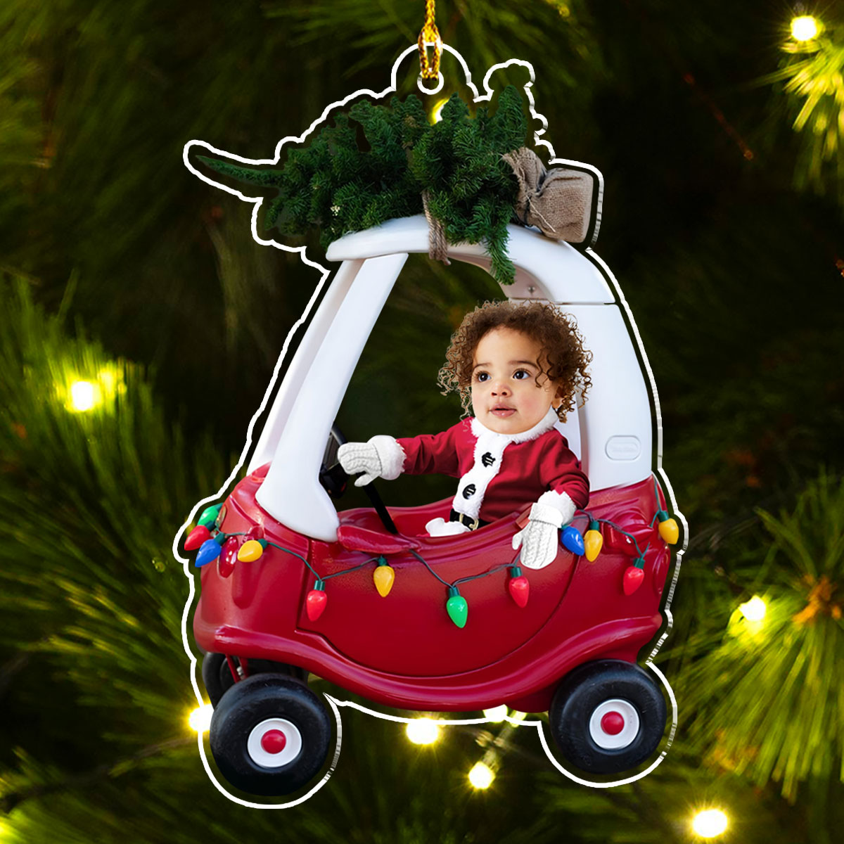 Custom Baby Kid In Car - Personalized Custom Acrylic Ornament