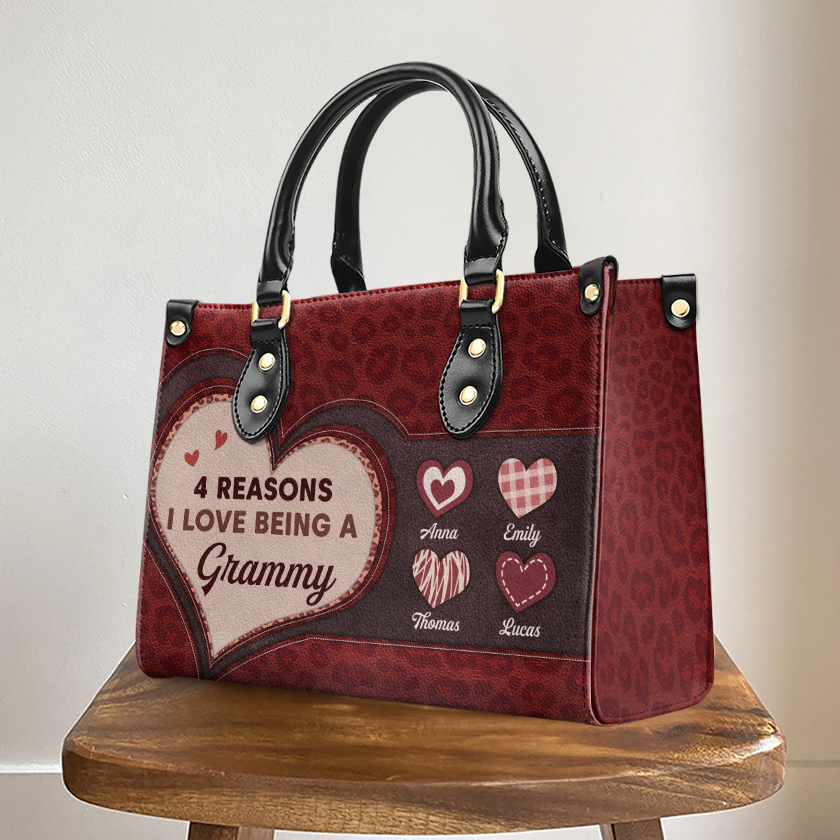 The Reason I Smile Every Day - Personalized Custom Leather Bag