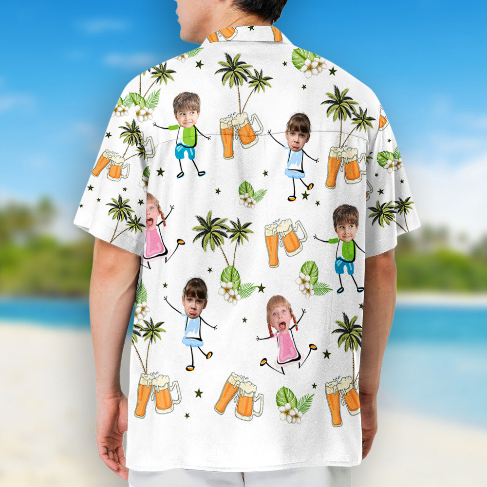 Funny Faces For A Fun Dad - Personalized Custom Hawaiian Shirt