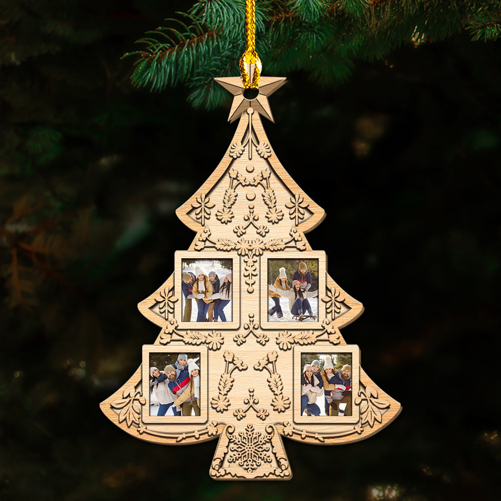 Christmas Tree Family - Personalized Custom Wood Ornament
