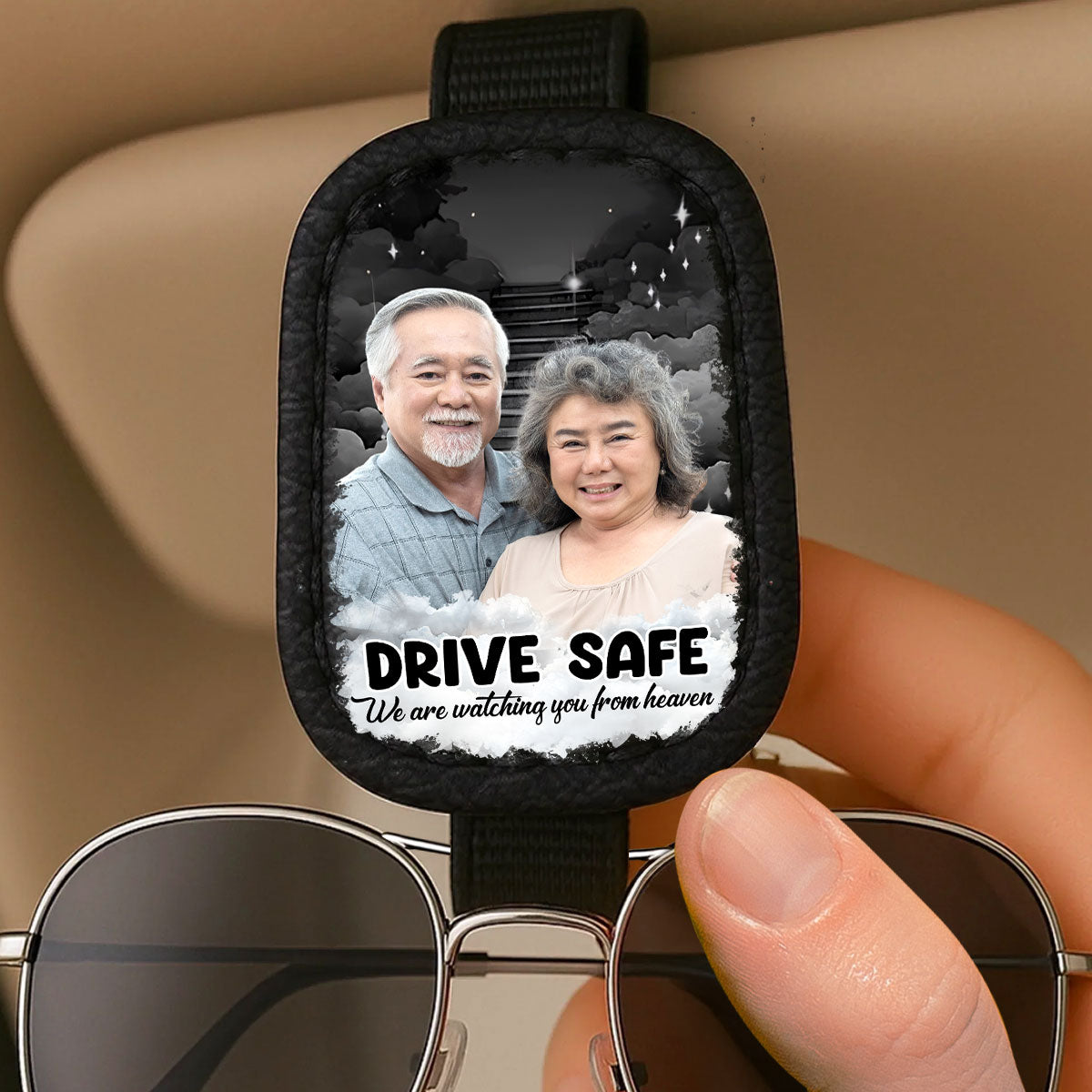 Watching You From Heaven - Personalized Custom Sunglasses Holder For Car Visor