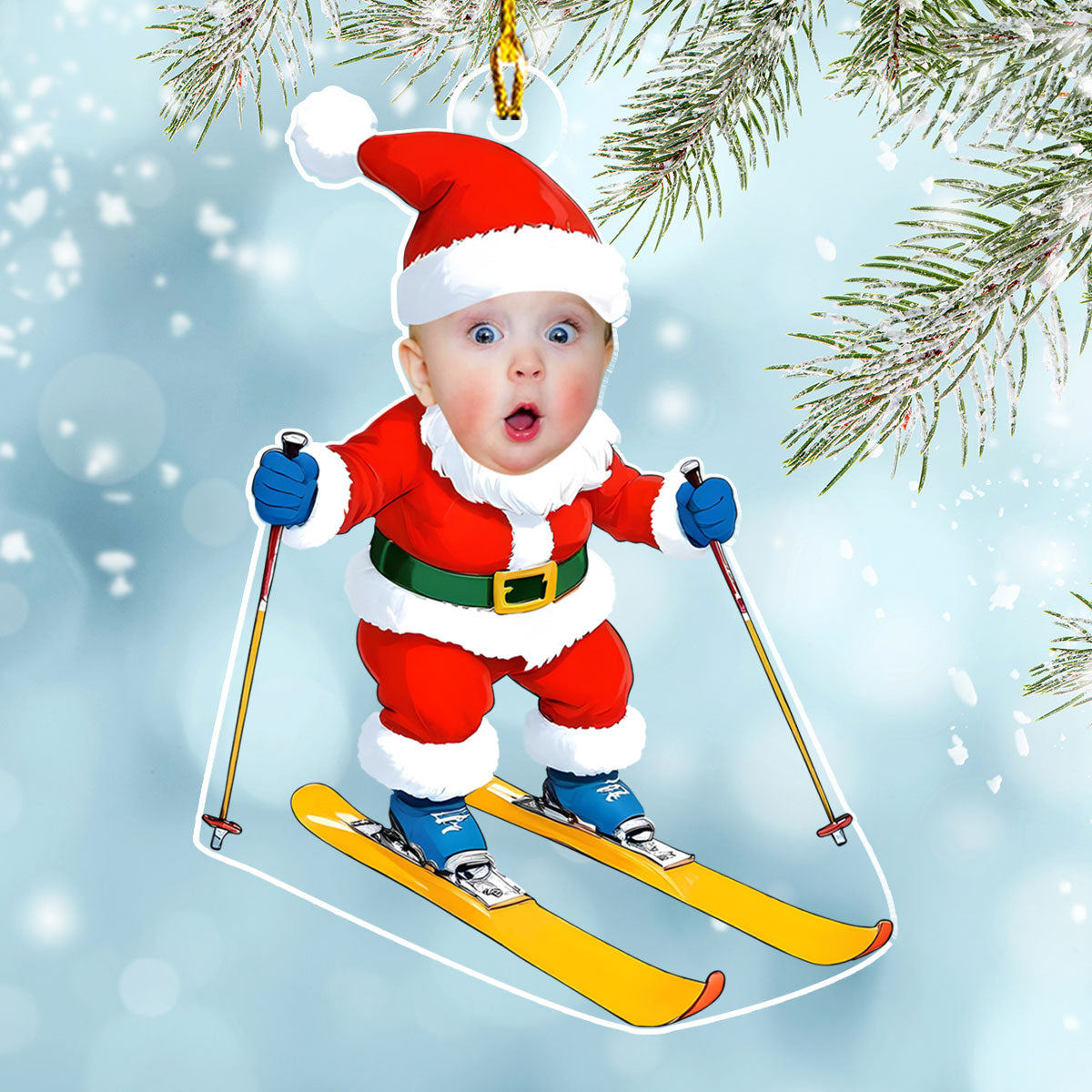 Skiing Christmas - Personalized Custom Acrylic Ornament