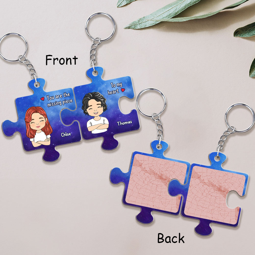 Custom Star Map The Missing Piece - Personalized Custom Couple Acrylic Keychain