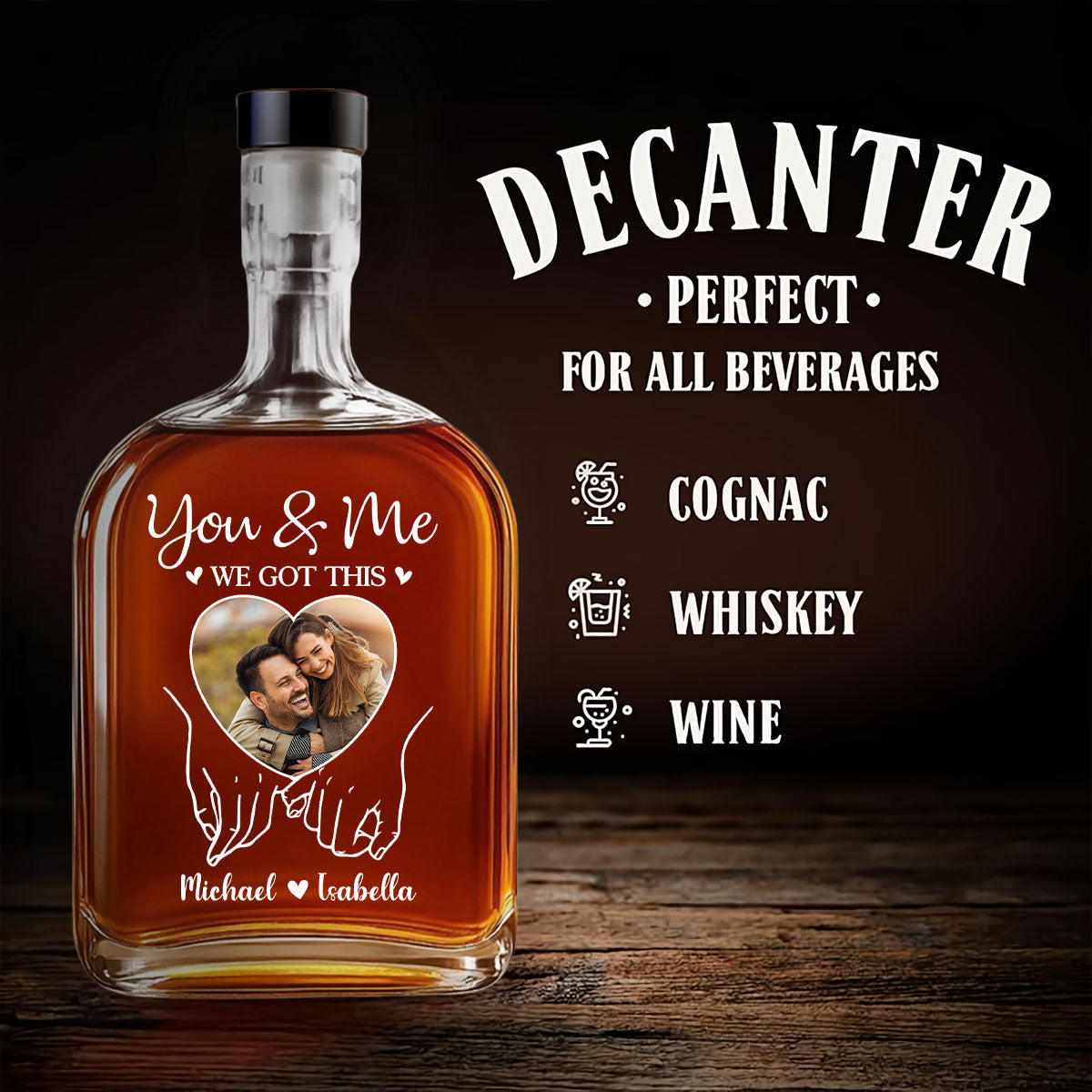 You And Me - Personalized Custom Spirits Decanter