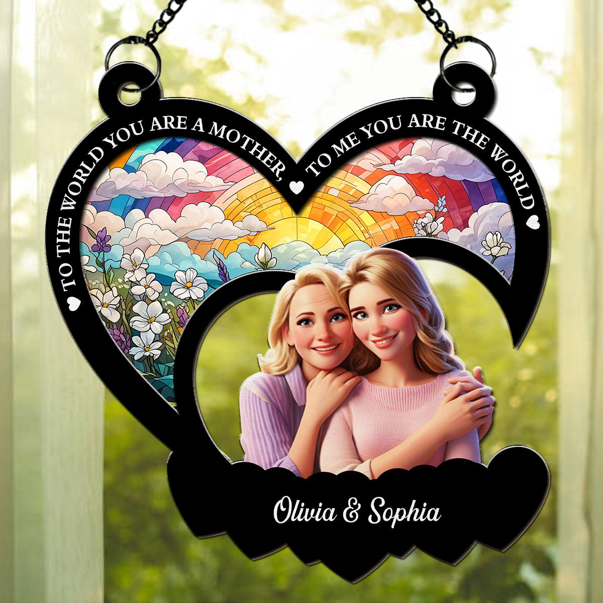Mom Means The World To Me - Personalized Custom Suncatcher