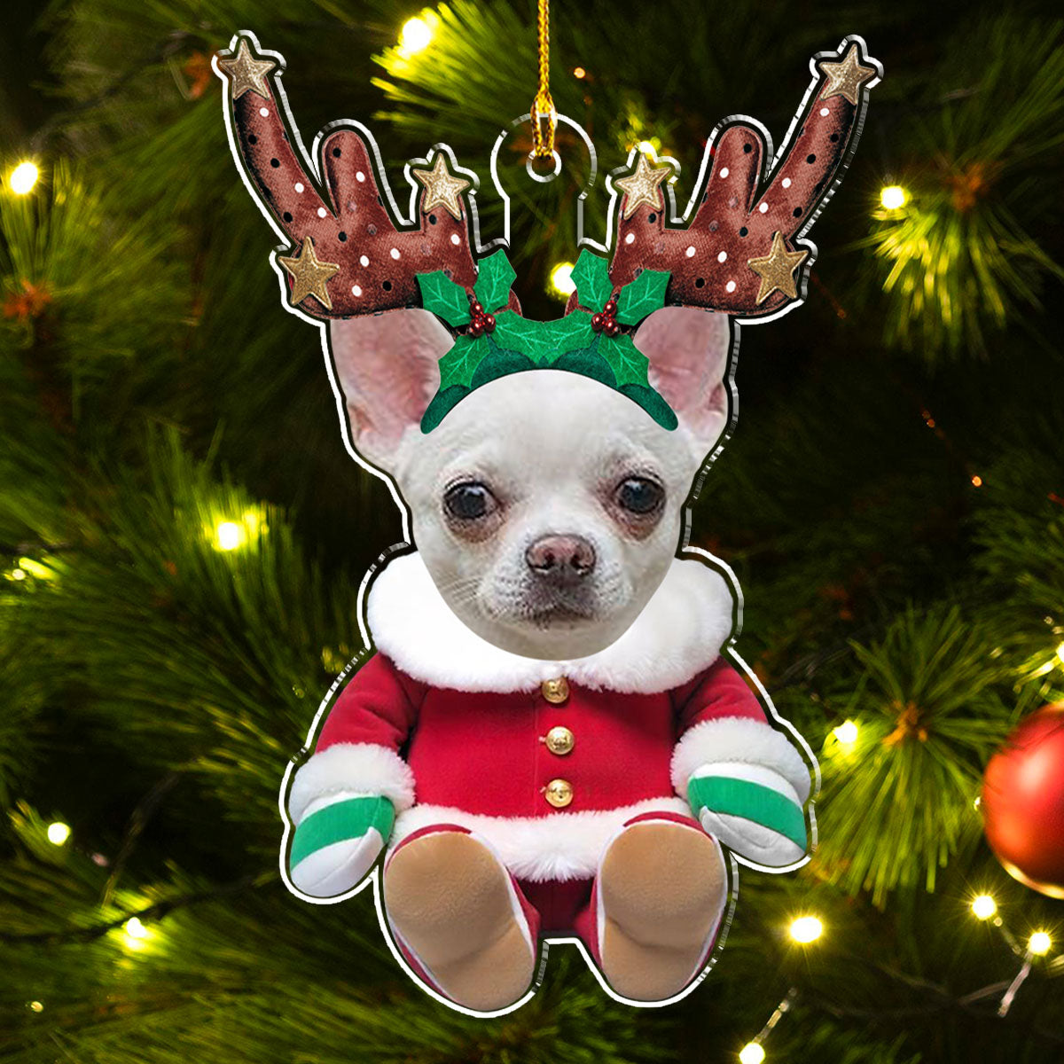 Baby Dog Reindeer - Personalized Custom Acrylic Ornament