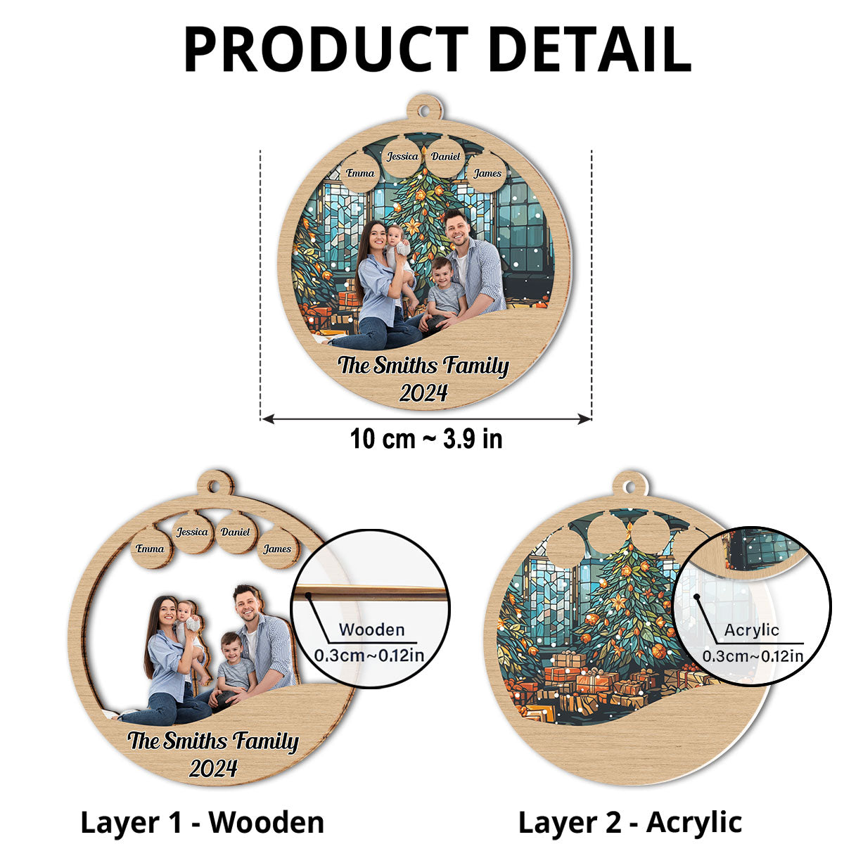 Family Christmas - Personalized Custom Suncatcher Ornament