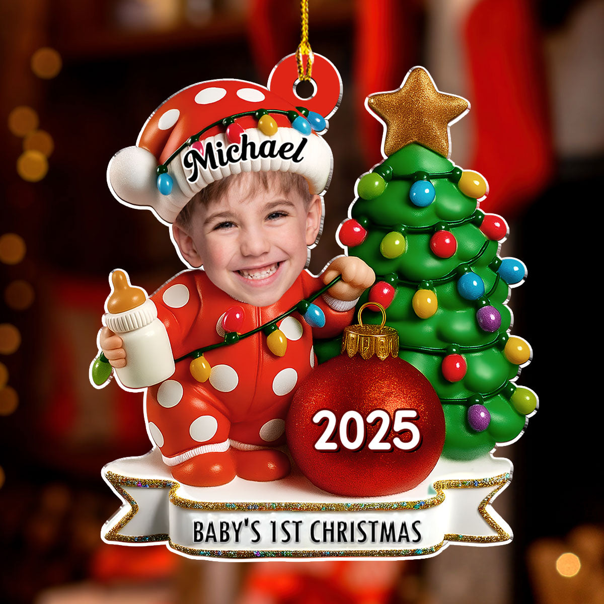 Red Dot Holiday Ver 2 - Personalized Custom Acrylic Ornament