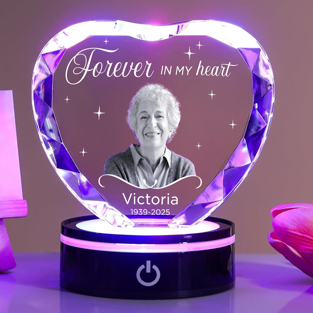 Forever In My Heart - Personalized Custom Crystal Led Light