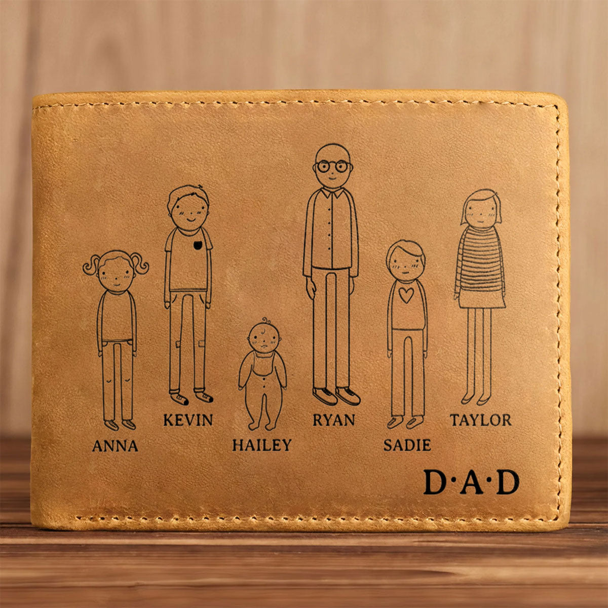 Happy Fathers Day - Personalized Custom Men Leather Wallet