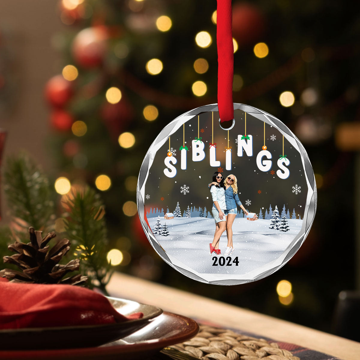 Bestie Christmas Together - Personalized Custom Glass Ornament