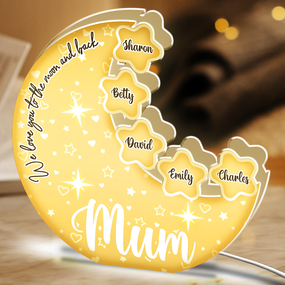 Mom, We Love You To The Moon And Back - Personalized Custom Light Box