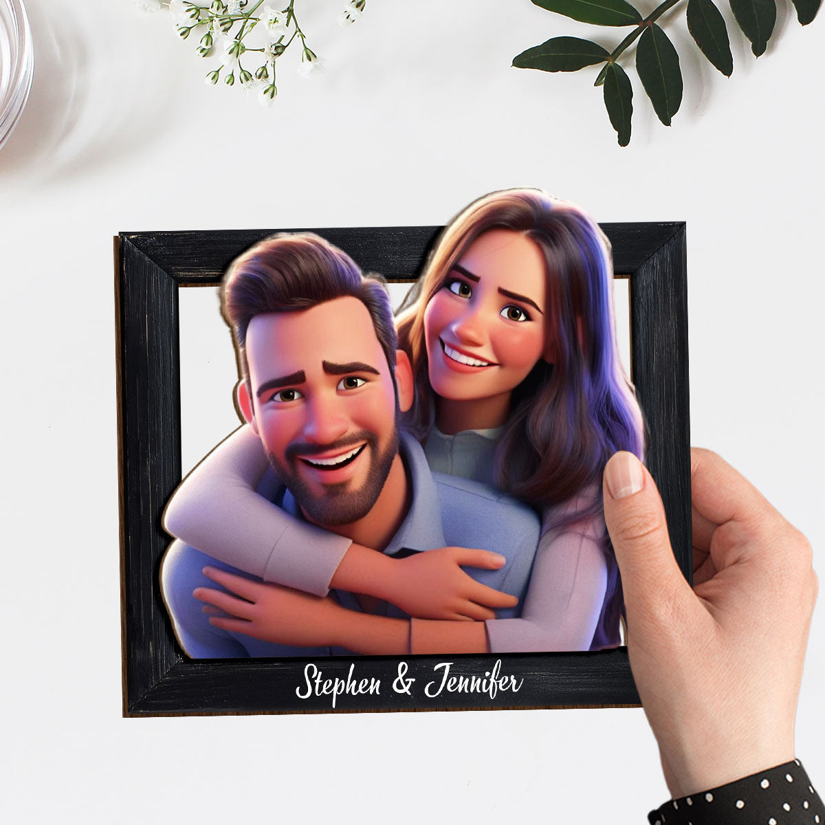 Couple Cartoon - Personalized Custom Wooden Plaque