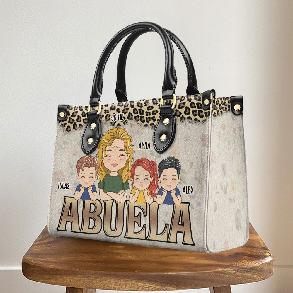 Grandma Kids Together - Personalized Custom Leather Bag