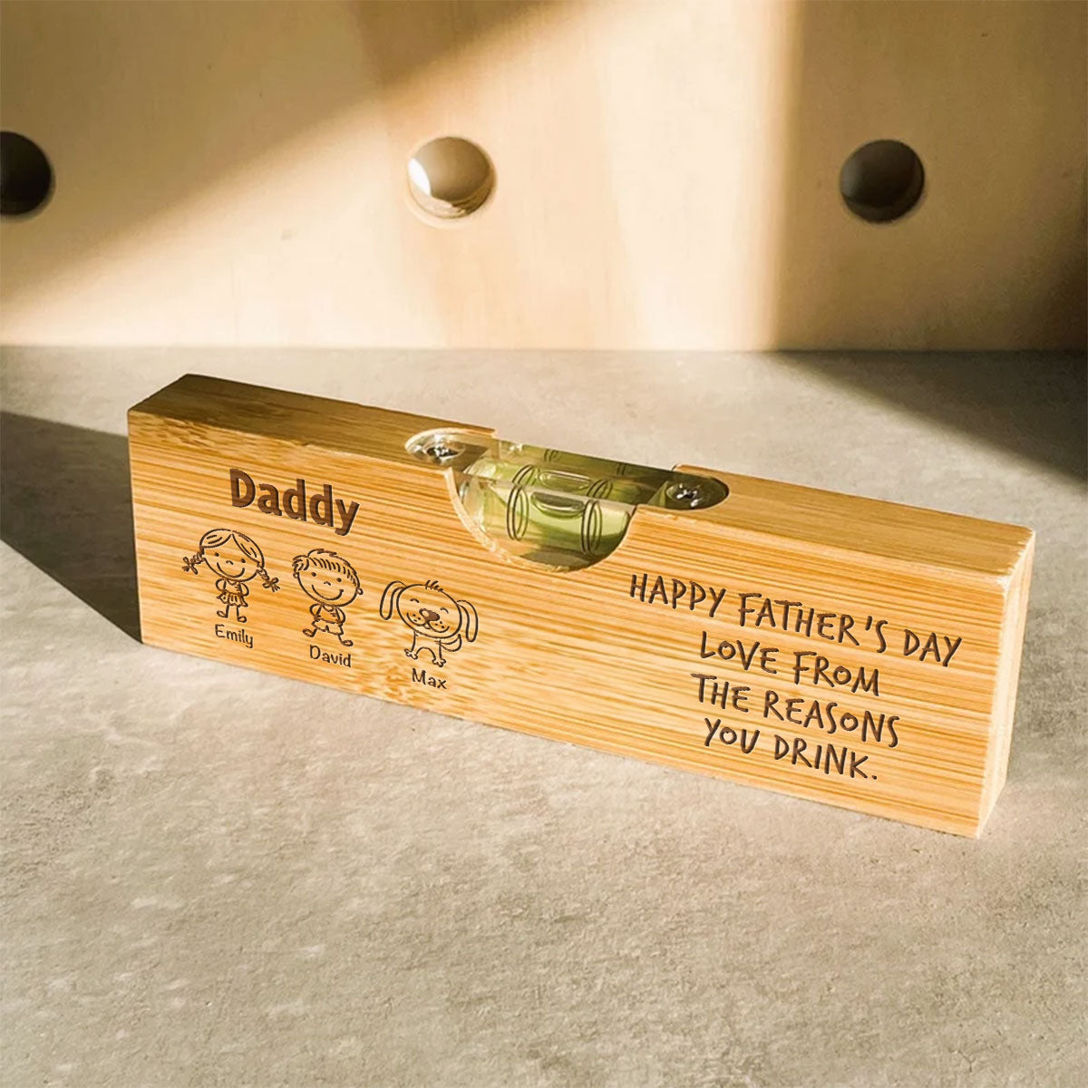 From The Reasons Your Drink - Personalized Custom Engraved Wooden Spirit Level Bottle Opener