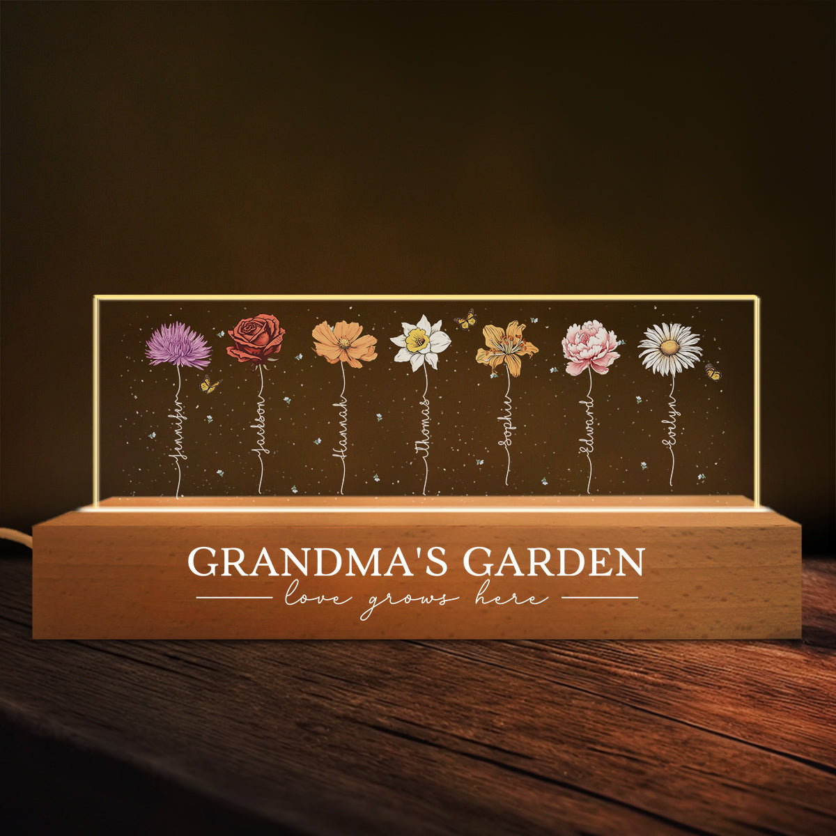 Garden Of Grandma - Personalized Custom Acrylic Letters 3D LED Night Light