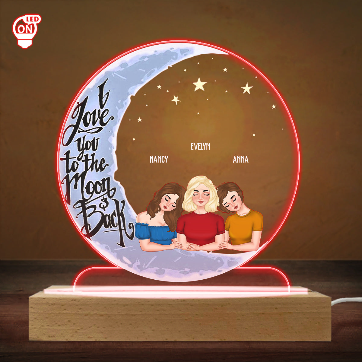 Love Mom To The Moon And Back - Personalized Custom LED Light