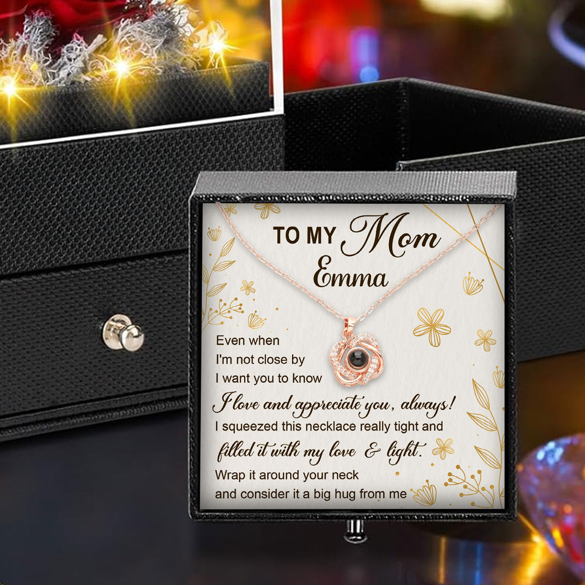 I Love And Appreciate You - Personalized Custom Preserved Rose With Projection Necklace