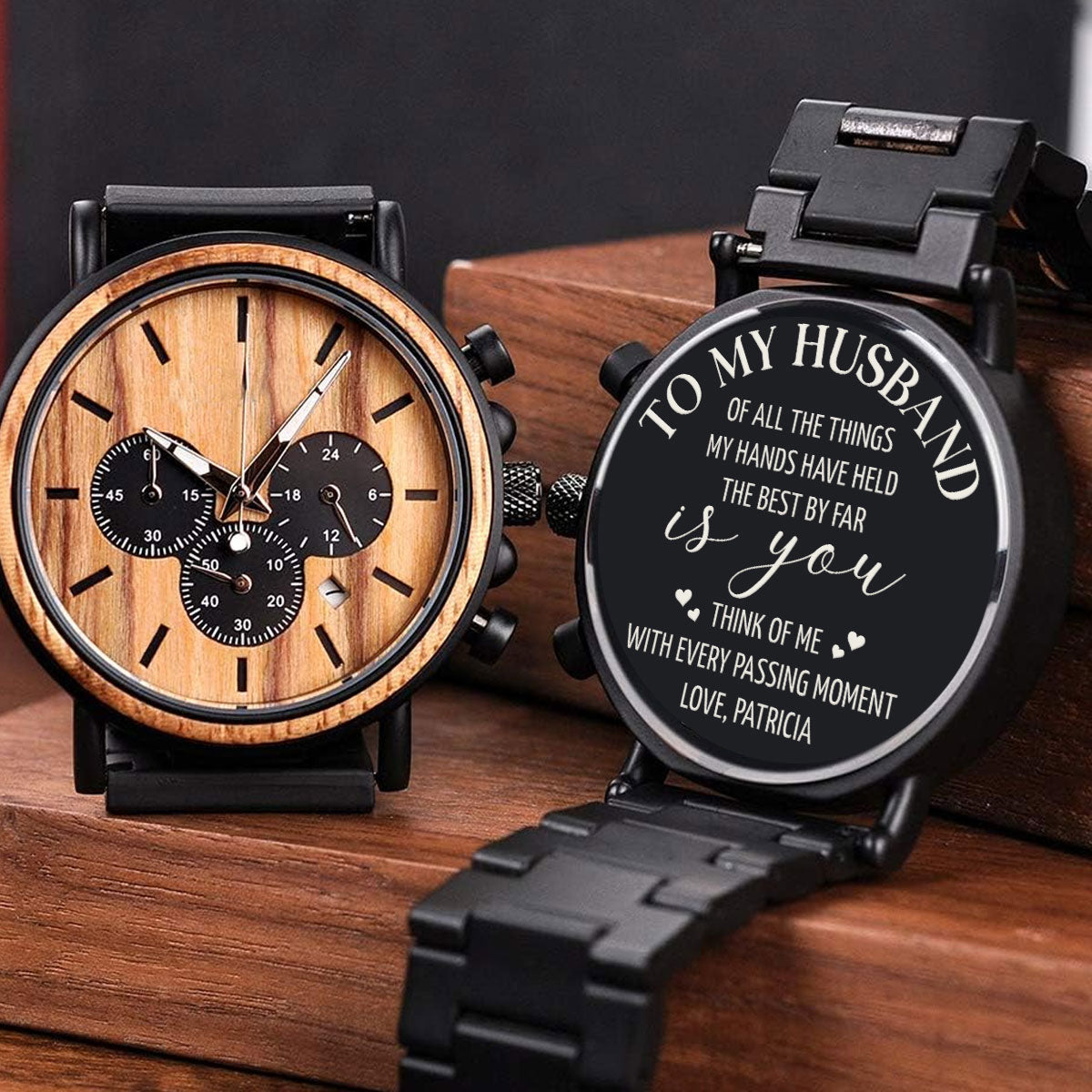 To My Husband - Personalized Engraved Wooden Watches GP009
