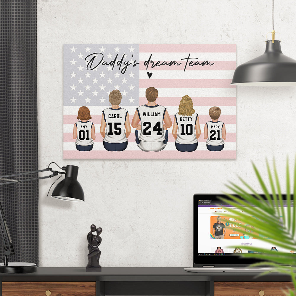 Daddys Team Basketball Family Sitting - Personalized Custom Poster