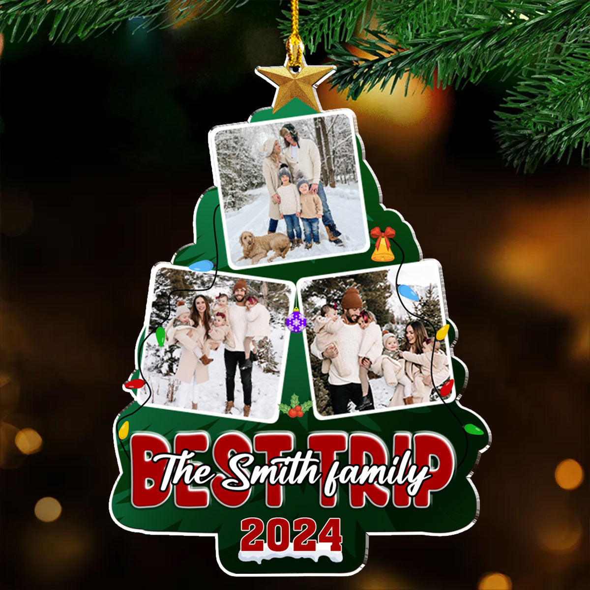 Photo Family Christmas Tree - Personalized Custom Acrylic Ornament