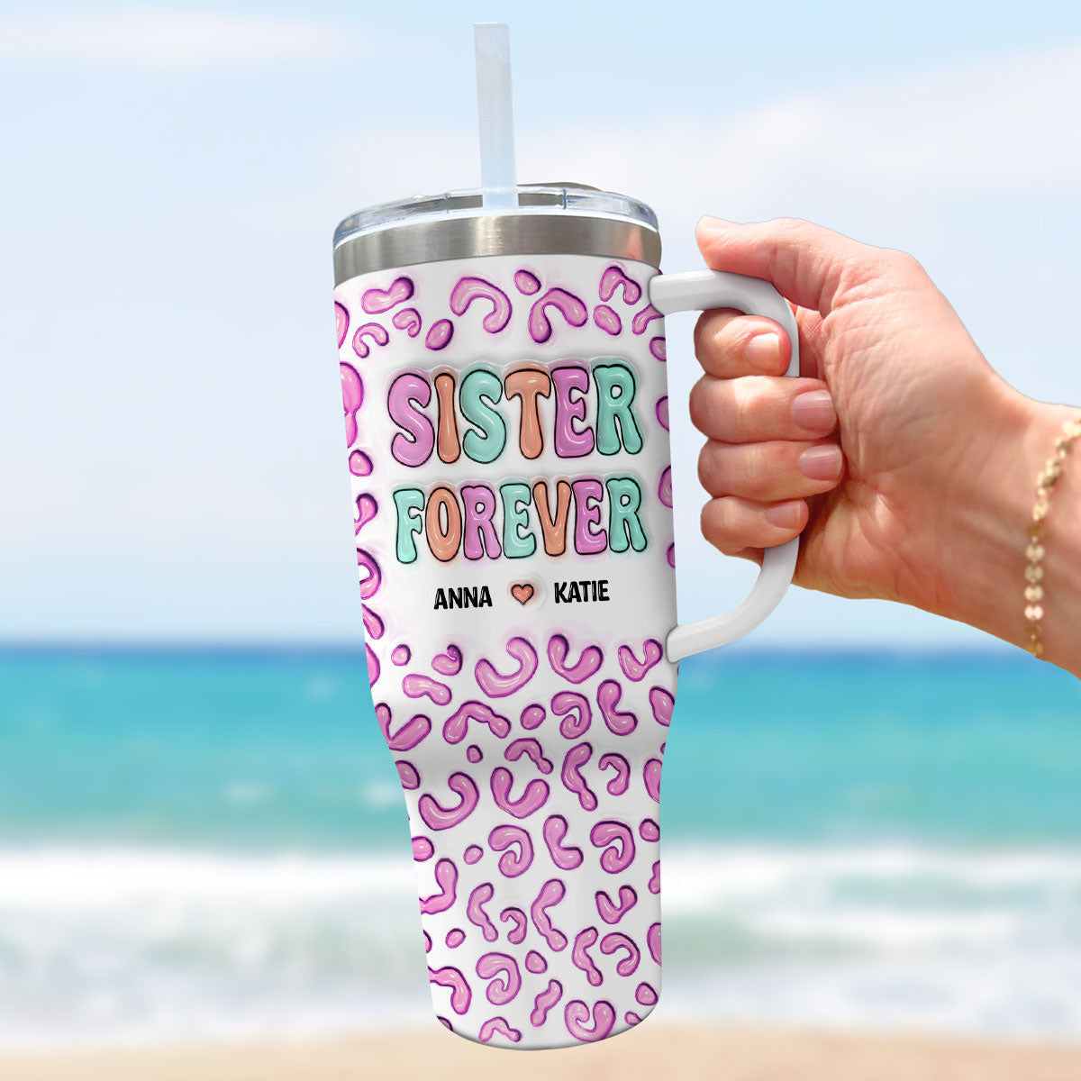 Besties For The Resties - Personalized Custom 3D Inflated Effect Printed 40 Oz Tumbler