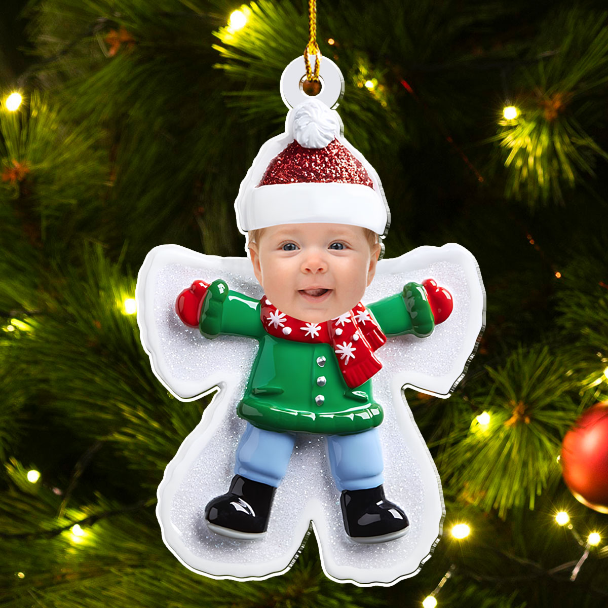 Custom Photo Making Snow Angel - Personalized Custom Acrylic Ornament
