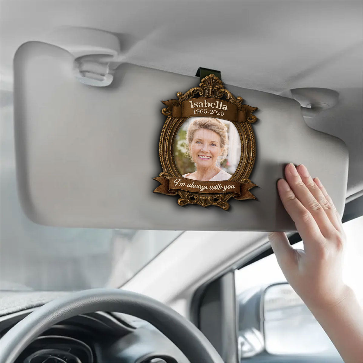 Always With You Vintage Frame - Personalized Custom Car Visor Clip