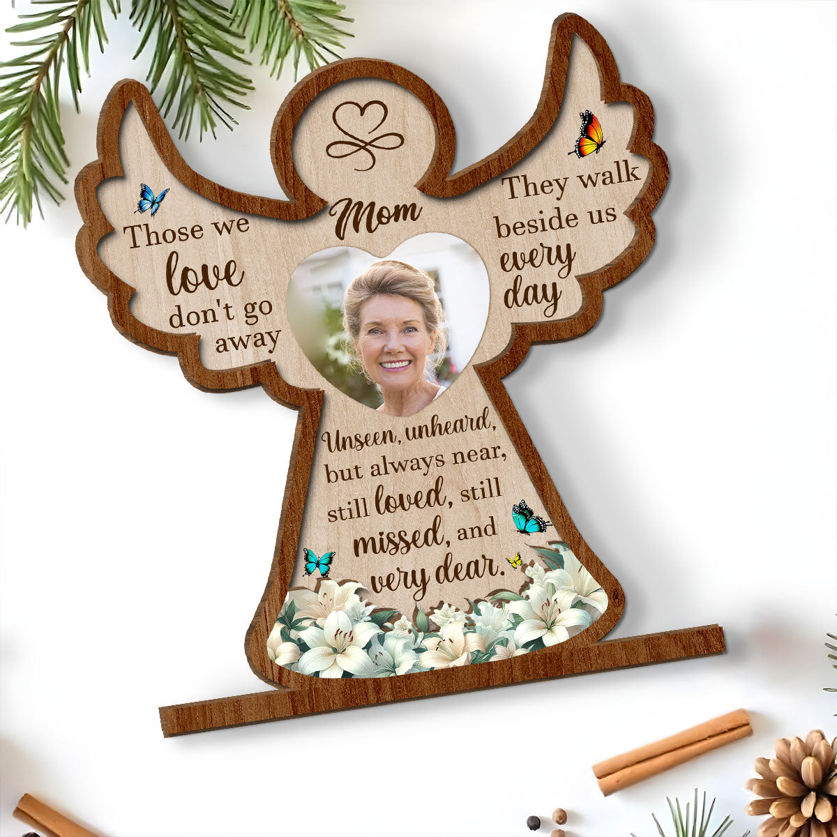 Those We Love Do Not Go Away - Personalized Custom 2-Layer Wood Plaque With Flat Base