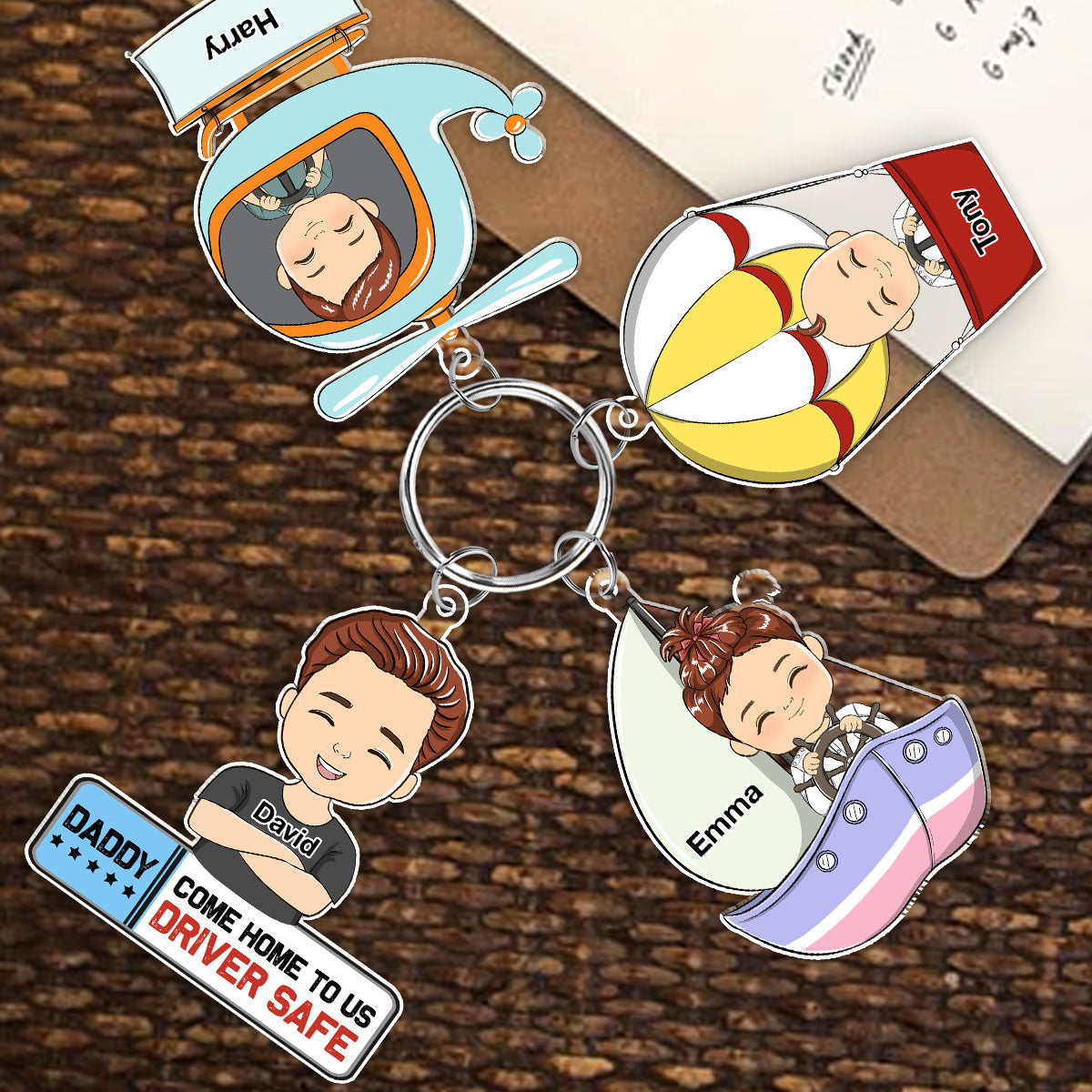 Daddy Driver Safe Come Home To Us - Personalized Acrylic Tag Keychain