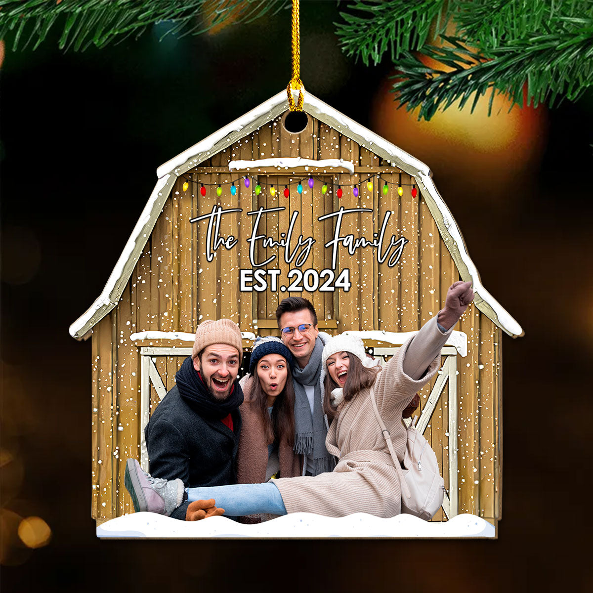 Christmas In The Barn - Personalized Custom Wood Ornament