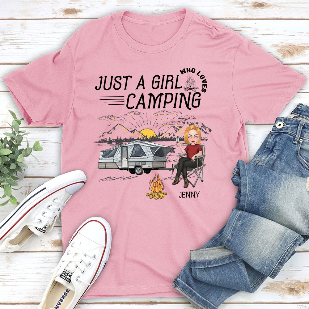 Girl Loves Camping - Personalized Custom Unisex T-shirt
