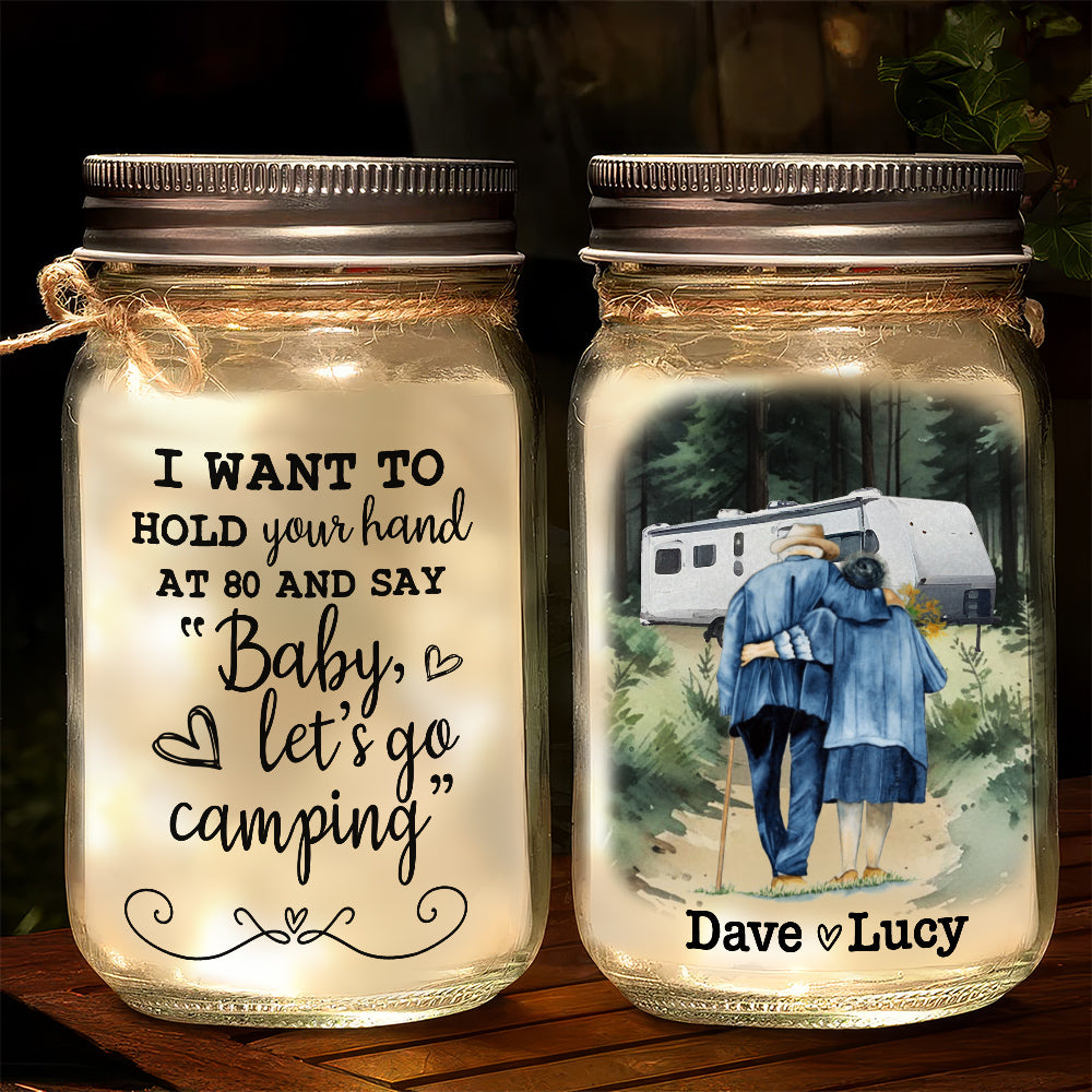 Baby Lets Go Camping  - Personalized Custom Mason Jar Light