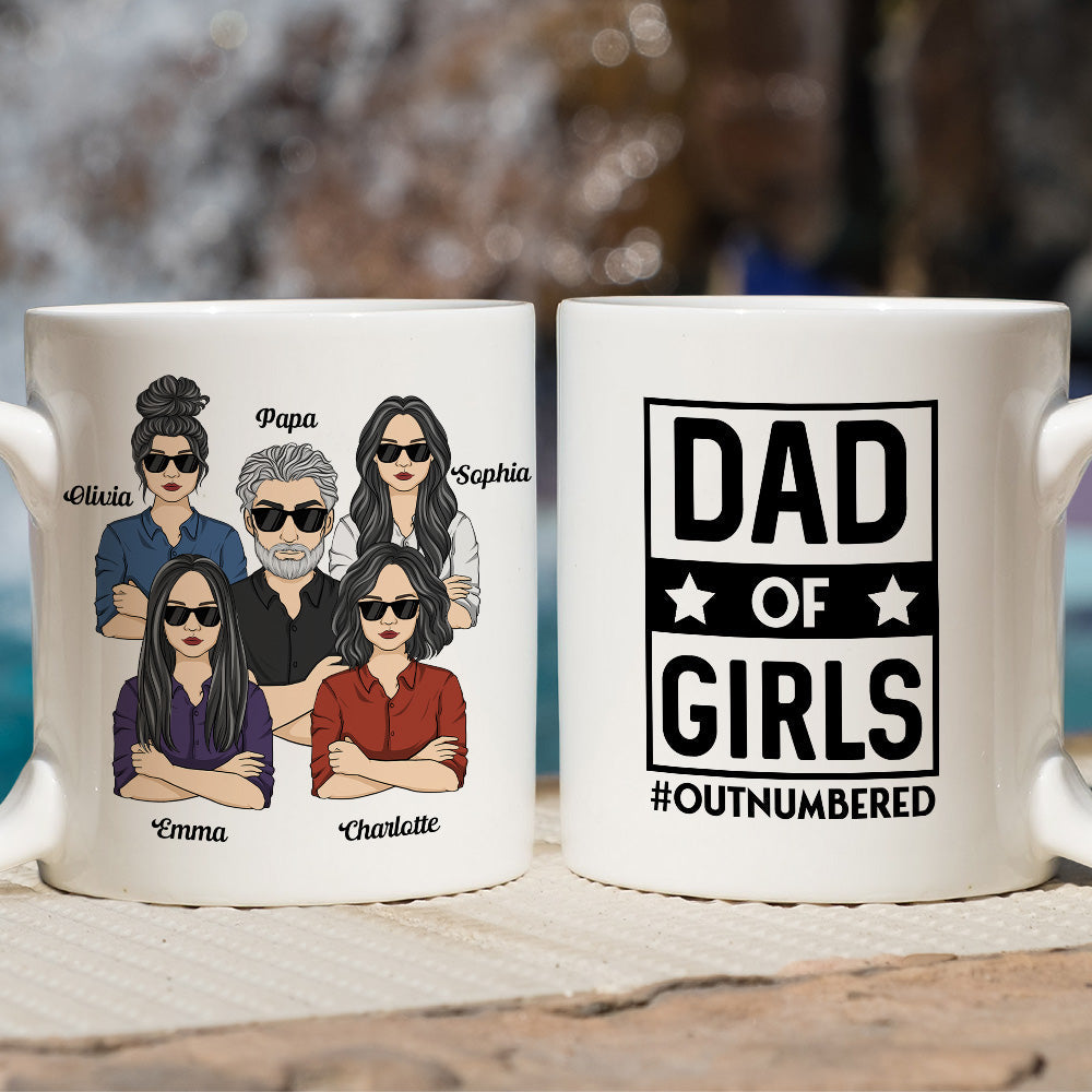 Dad Of Girls - Personalized Custom Coffee Mug