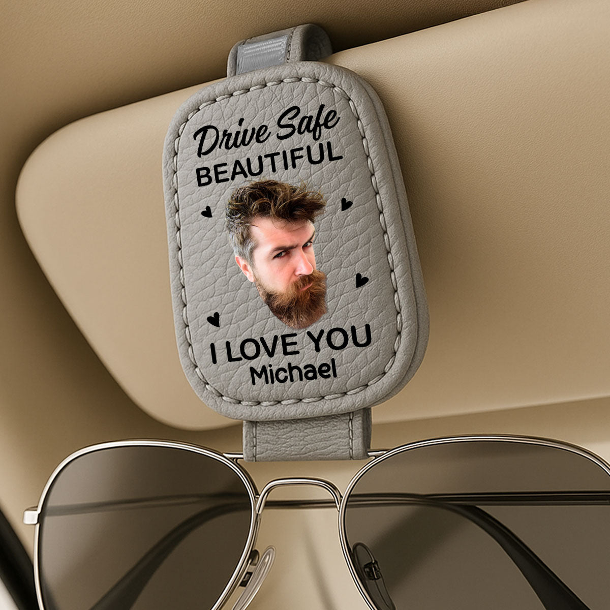 I Love You Beautiful - Personalized Custom Sunglasses Holder For Car Visor