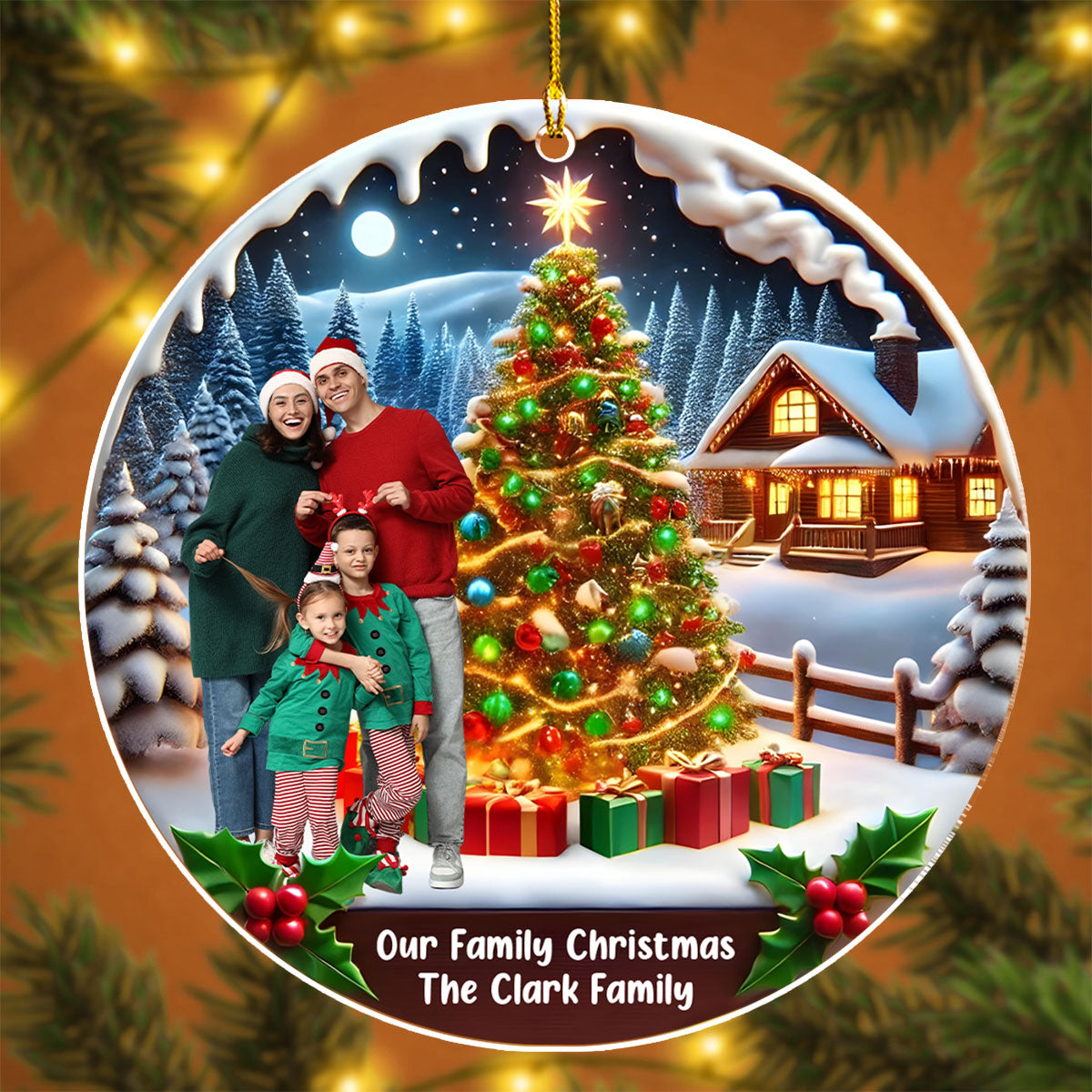Family With Christmas - Personalized Custom Acrylic Ornament