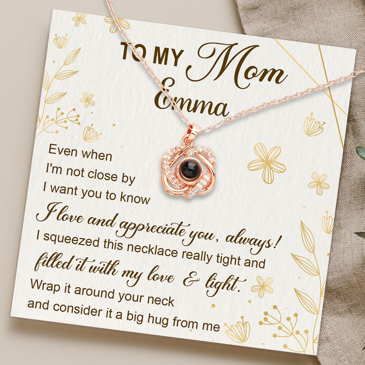 I Love And Appreciate You - Personalized Custom Preserved Rose With Projection Necklace