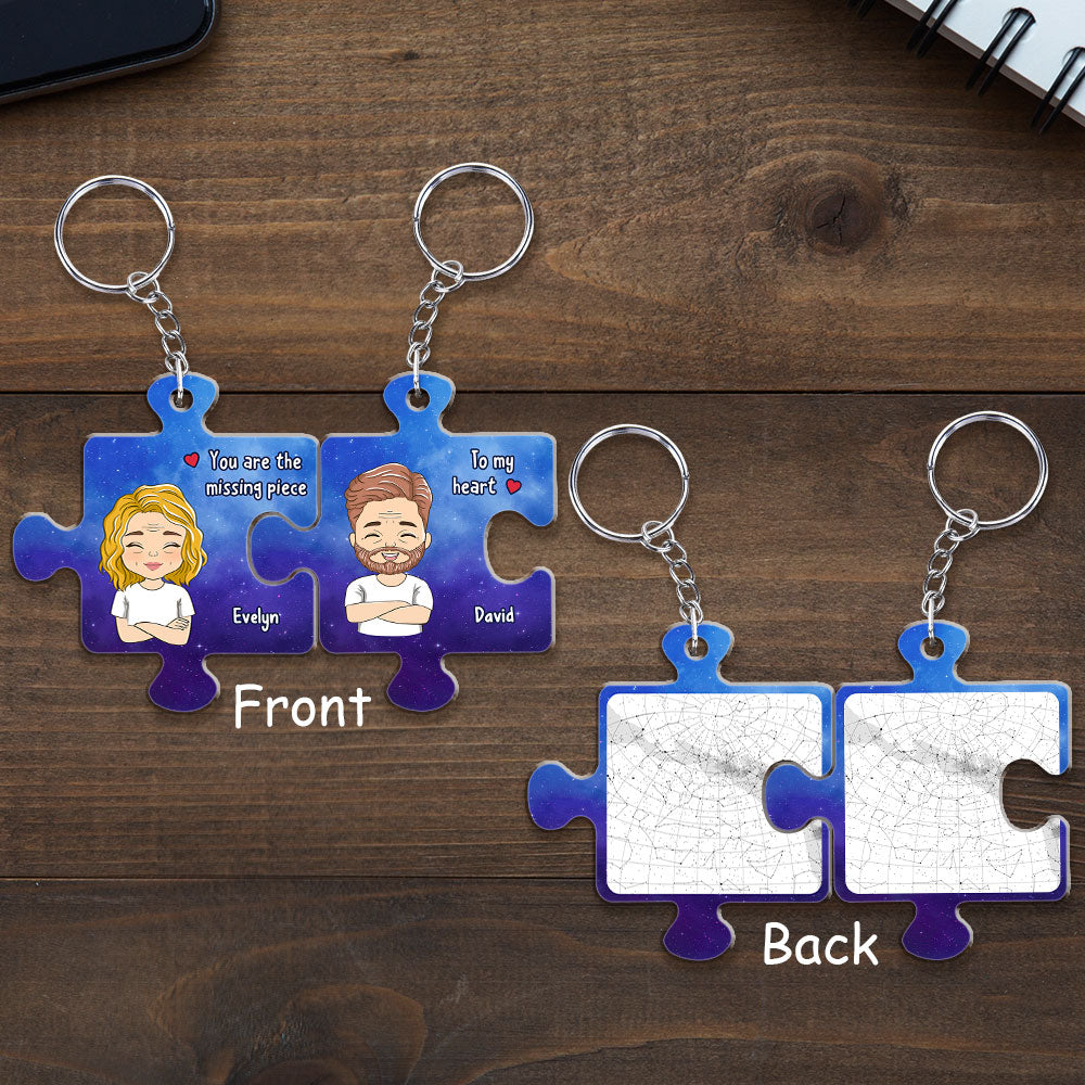 Custom Star Map The Missing Piece - Personalized Custom Couple Acrylic Keychain