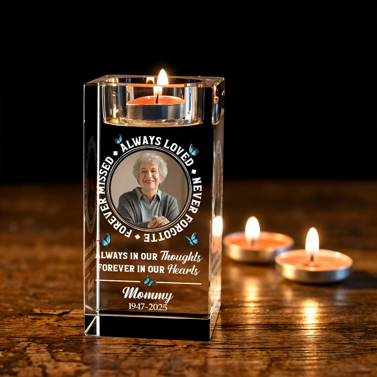Always Loved - Personalized Custom Crystal Candle Holder
