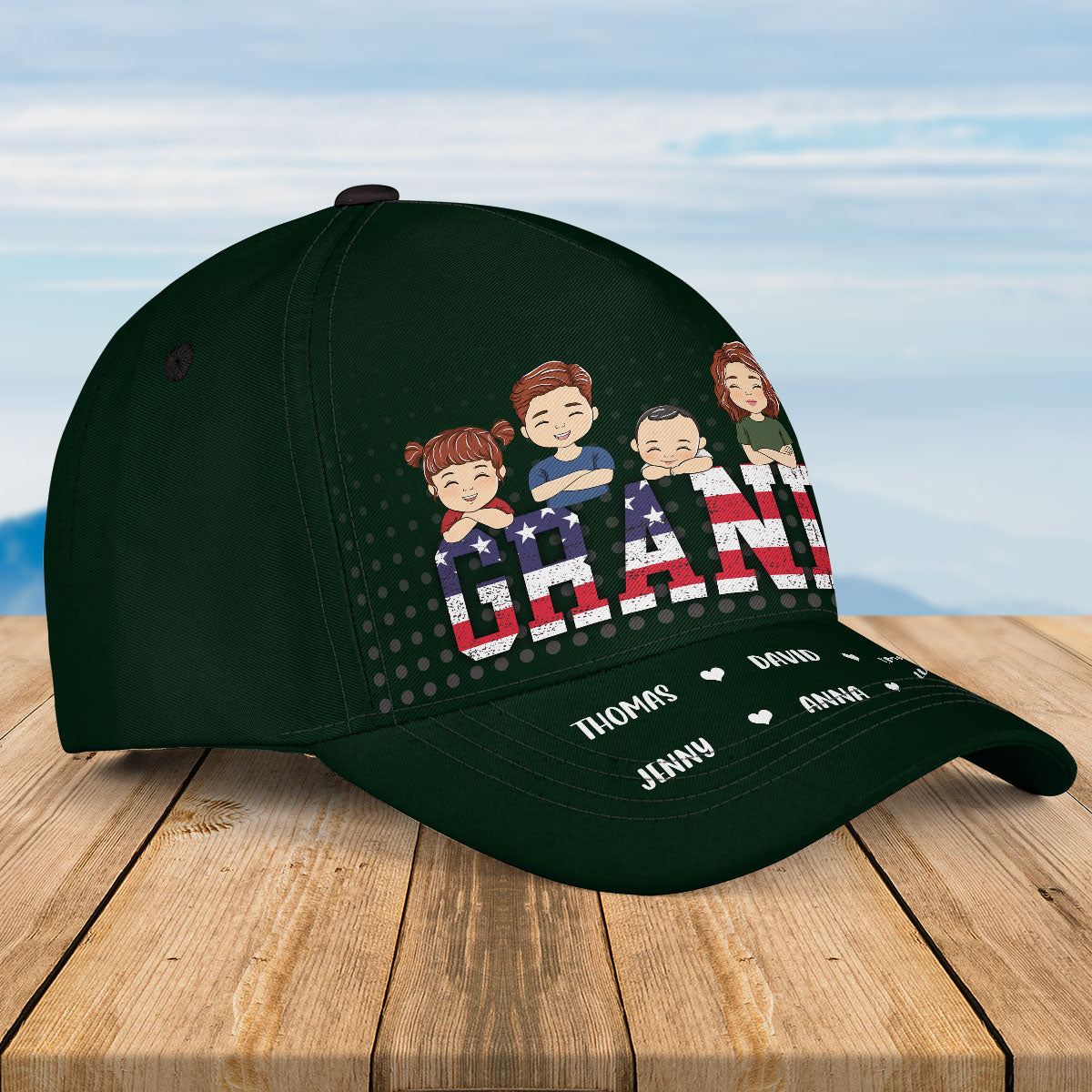 Dad Papa Vintage American Flag - Personalized Classic Cap