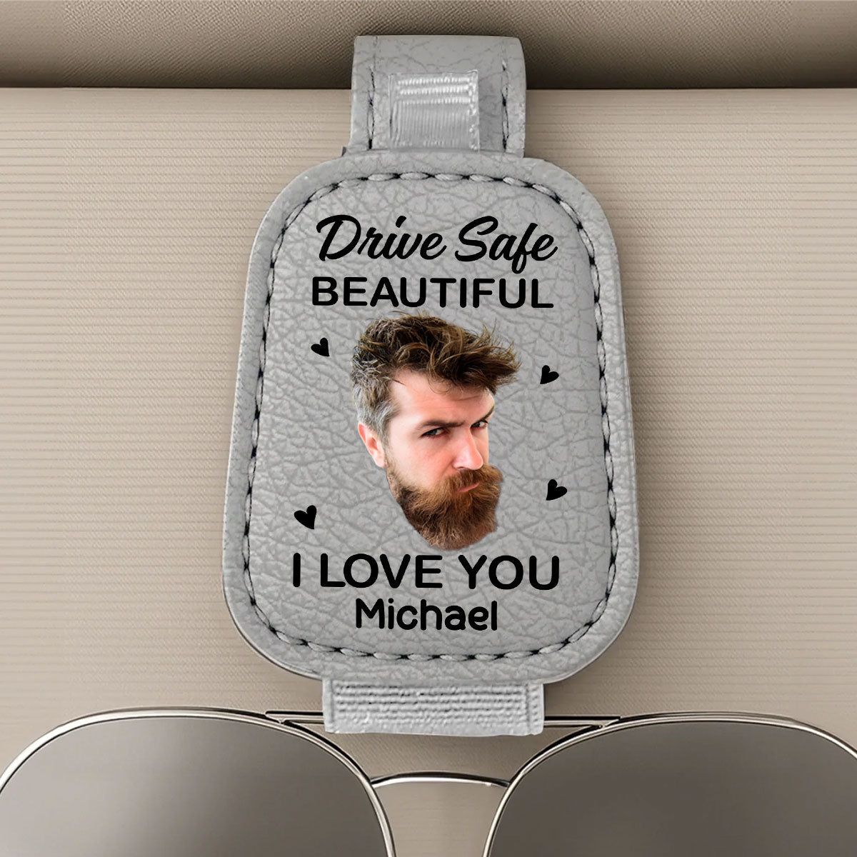 I Love You Beautiful - Personalized Custom Sunglasses Holder For Car Visor