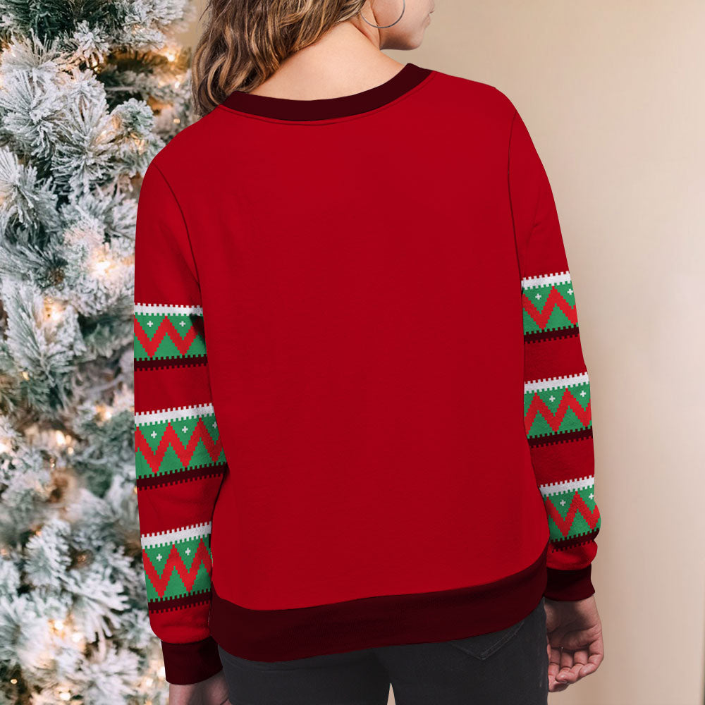 Family Custom Faces Light Reindeer Christmas - Personalized Custom All-Over-Print Sweatshirt